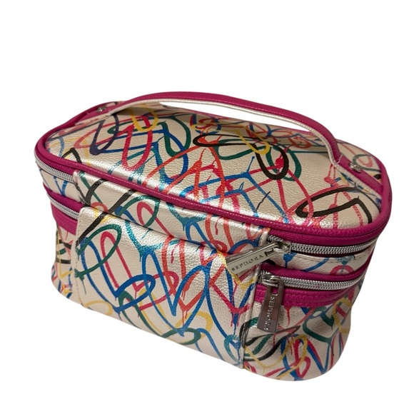 Sephora Multicolor large Cosmetic Bag,double zipper compartment good condition - Picture 10 of 14
